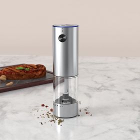Electric Salt or Pepper Grinder , Stainless Steel with LED Light, Type-C Rechargeable, Ceramic Adjustable Coarseness, 95ml Large Capacity Visible Wind