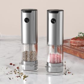 Electric Salt and Pepper Grinder Set,  Automatic Battery Salt and Pepper Shakers, 6 Adjustable Coarseness with LED, 100ml Upgraded Larger Capacity Mil