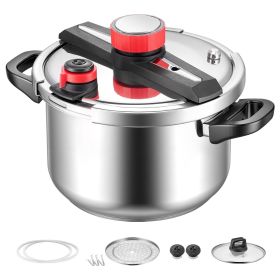 Pressure Cooker, 10Qt Pressure Cooker Stainless Steel, Pressures Canner with Steaming Rack, Tempered Glass Lid, Three Pressures Settings for Meat, Bea