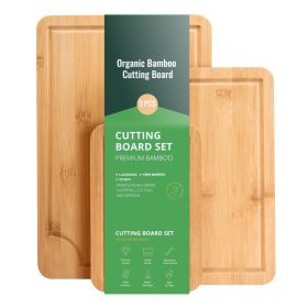 Cutting Board, 3 Pieces, Premium Versatile Bamboo Cutting Board with Food-Grade Oil and Juice Groove,Sturdy & Durable Chopping Board with Built-in Han
