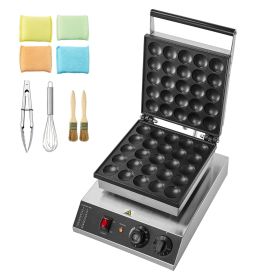 Mini Dutch Pancake Maker, 25PCS 43mm Diameter Dorayaki Baker Machine, 1700W Commercial Electric Poffertjes Grill, Non-stick Stainless Steel, Temp & Ti
