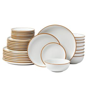 Dinnerware Set, Service for 8 (32 PCS), Round Plates and Bowls Sets, Scratch Resistant Ceramic Dinner Ware, Dishwasher and Microwave Suitable Kitchen
