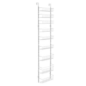 Over the Door Pantry Organizer, 9-Tier Pantry Organization and Storage, Heavy-Duty Steel Hanging Spice Rack, Adjustable Wall Seasoning Shelves, for Ho